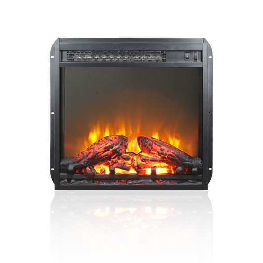 A2ZHOME 18" Electric Fireplace Insert, Ultra Thin Heater with Log Set & Realistic Flame, Overheating Protection