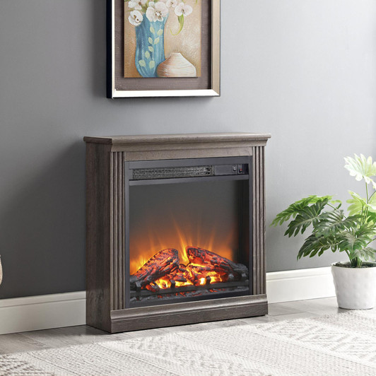 A2ZHOME 18" Electric Fireplace Insert, Ultra Thin Heater with Log Set & Realistic Flame, Overheating Protection