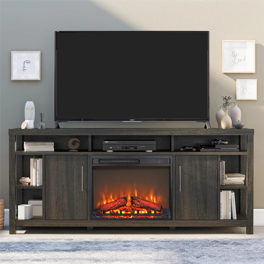 A2ZHOME 23" Electric Fireplace Insert, Ultra Thin Heater with Log Set & Realistic Flame, Remote Control with Timer, Overheating Protection