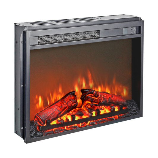 A2ZHOME 23" Electric Fireplace Insert, Ultra Thin Heater with Log Set & Realistic Flame, Remote Control with Timer, Overheating Protection