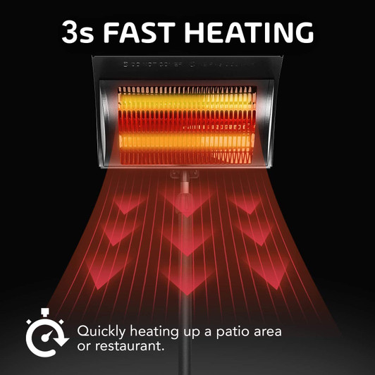 A2ZHOME Simple Deluxe Standing Heater Patio Outdoor Balcony, Courtyard with Overheat Protection, 750W/1500W, Large