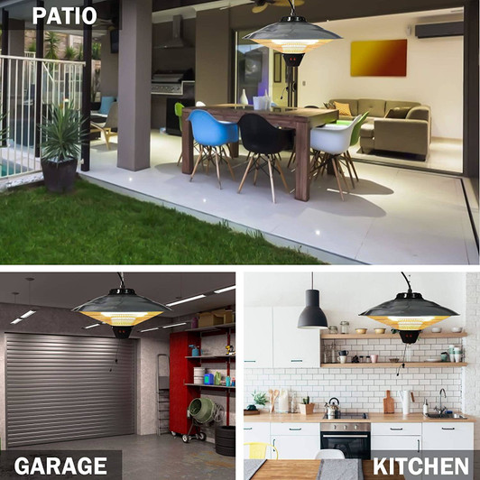 A2ZHOME Electric Patio Heater, Ceiling Mounted or Hanging Infrared Heater, Waterproof IP24