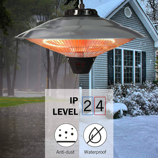 A2ZHOME Electric Patio Heater, Ceiling Mounted or Hanging Infrared Heater, Waterproof IP24