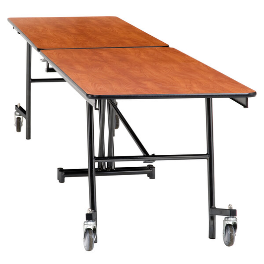 A2ZHOME National Public Seating MT12-MDPEPC 12' Rectangular Mobile MDF Cafeteria Table with Powder-Coated Frame and ProtectEdge