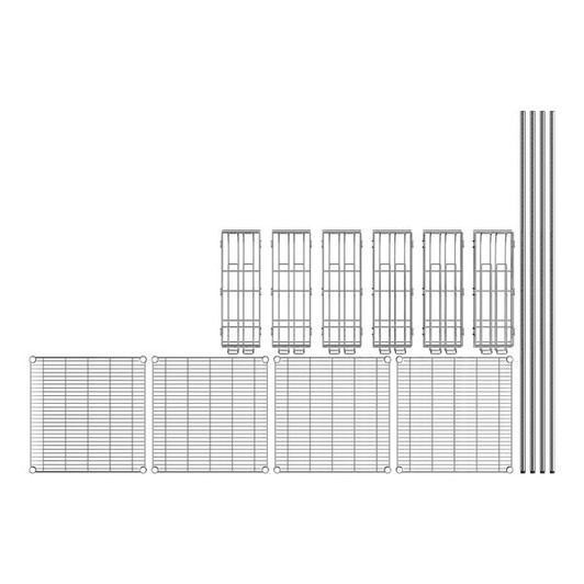 a2zhospo 24" x 24" Chrome Wire Shelf Kit with 6 Can Racks and 74" Posts