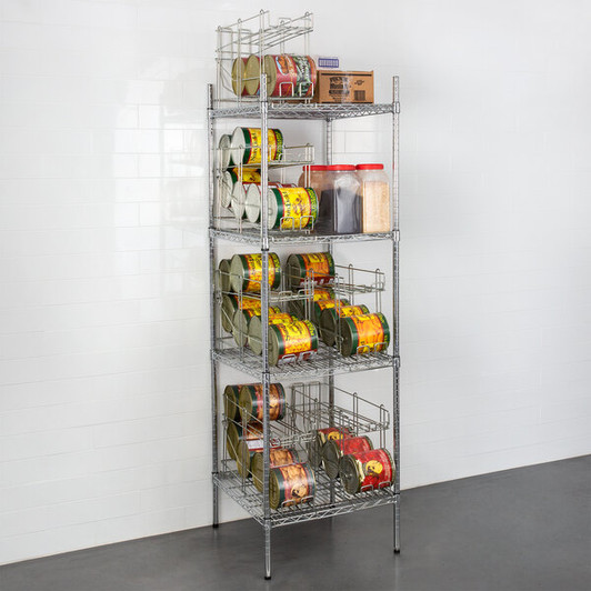 a2zhospo 24" x 24" Chrome Wire Shelf Kit with 6 Can Racks and 74" Posts