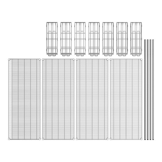 a2zhospo  24" x 60" Chrome Wire Shelf Kit with 7 Can Racks and 74" Posts