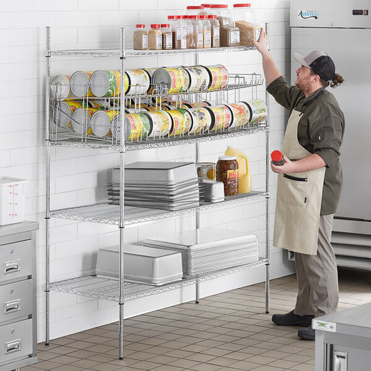 a2zhospo  24" x 60" Chrome Wire Shelf Kit with 7 Can Racks and 74" Posts