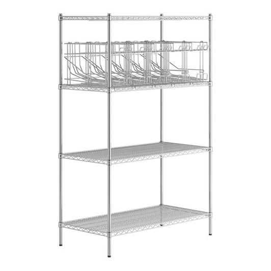 a2zhospo 24" x 48" Chrome Wire Shelf Kit with 5 Can Racks and 74" Posts