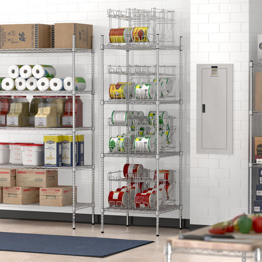 a2zhospo 24" x 24" Chrome Wire Shelf Kit with 8 Can Racks and 74" Posts
