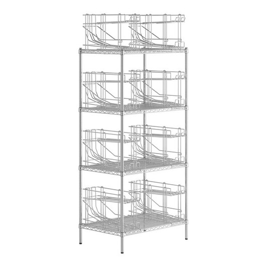 a2zhospo 24" x 36" Chrome Wire Shelf Kit with 8 Can Racks and 74" Posts
