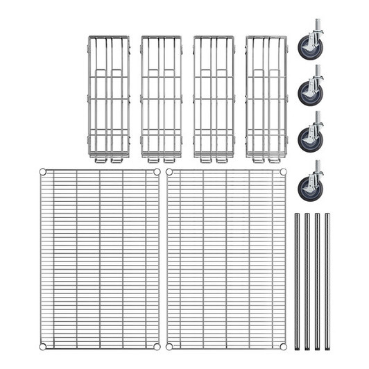 a2zhospo 24" x 36" Mobile Chrome Wire Shelf Kit with 4 Can Racks and 27" Posts