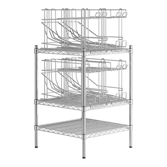 a2zhospo 24" x 24" Chrome Wire Shelf Kit with 4 Can Racks and 34" Posts