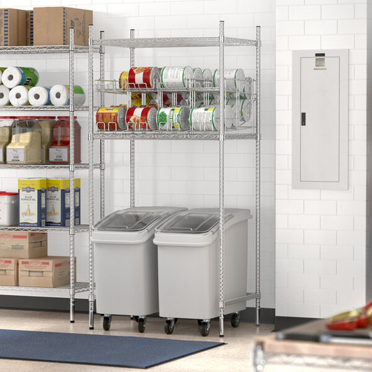 a2zhospo 24" x 36" Roll-Under Chrome Wire Shelf Kit with 3 Can Racks and 74" Posts