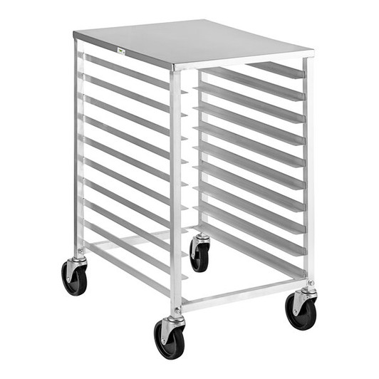 a2zhospo 10 Pan End Load Half Height Bun / Sheet Pan Rack with Work Surface - Assembled