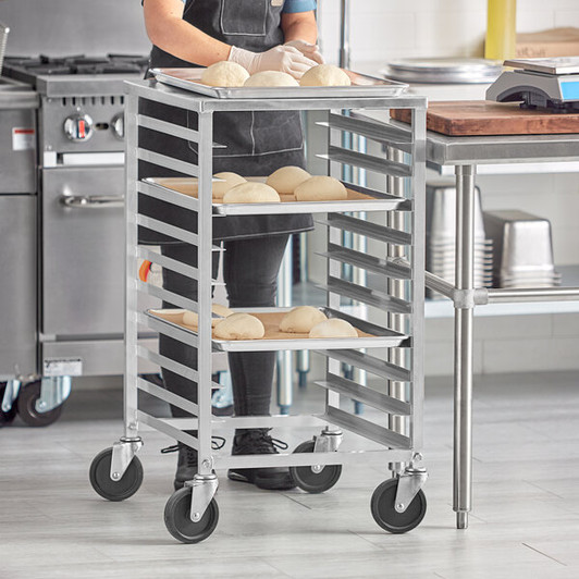 a2zhospo 10 Pan End Load Half Height Bun / Sheet Pan Rack with Work Surface - Assembled