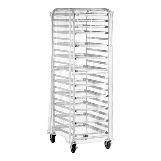 a2zhospo 20 Pan End Load Full Height Bun / Sheet Pan Rack with Cover and 12 Pans - Unassembled