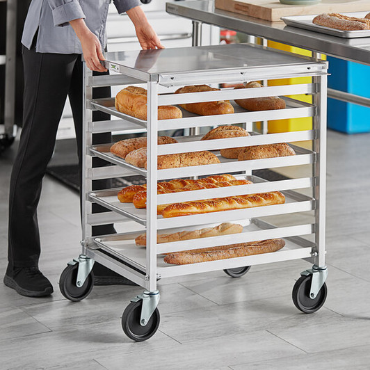 a2zhospo 8-Pan End Load Aluminum Undercounter Bun / Sheet Pan Rack with Stainless Steel Top and Side Channel
