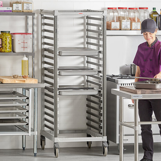 a2zhospo GN 2/1 Full Size 36-Pan Trolley Rack with Casters - Unassembled