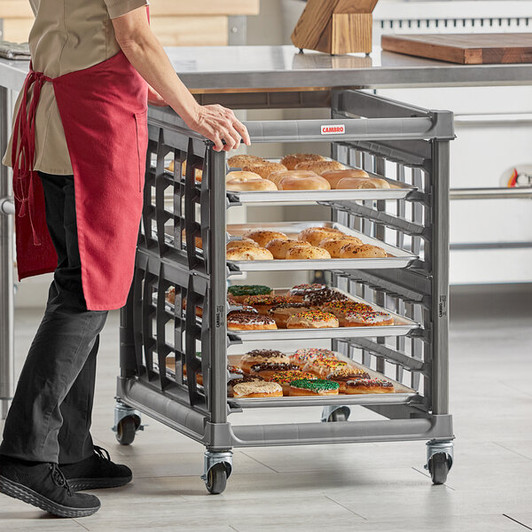 a2zhospo Ultimate 8-Pan Undercounter End Load Bun / Sheet Pan Rack with Metal Casters - Unassembled