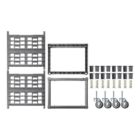 a2zhospo Ultimate 8-Pan Undercounter End Load Bun / Sheet Pan Rack with Metal Casters - Unassembled