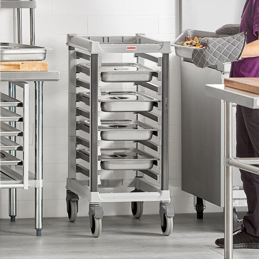 a2zhospo GN 1/1 Half Size 9 Pan Trolley Rack with Casters - Unassembled