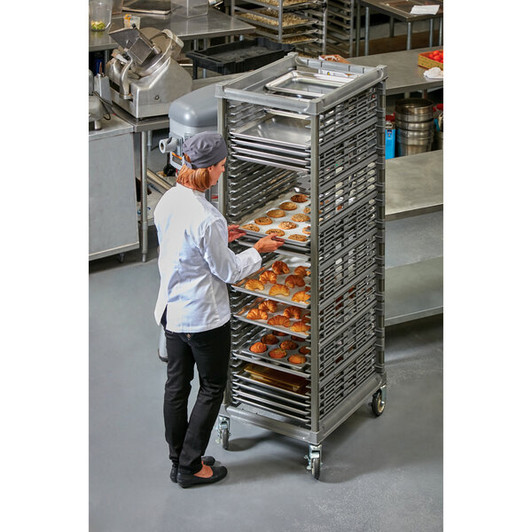 a2zhospo Ultimate 40 Pan End Load Bun / Sheet Pan Rack with Metal Casters - Assembled
