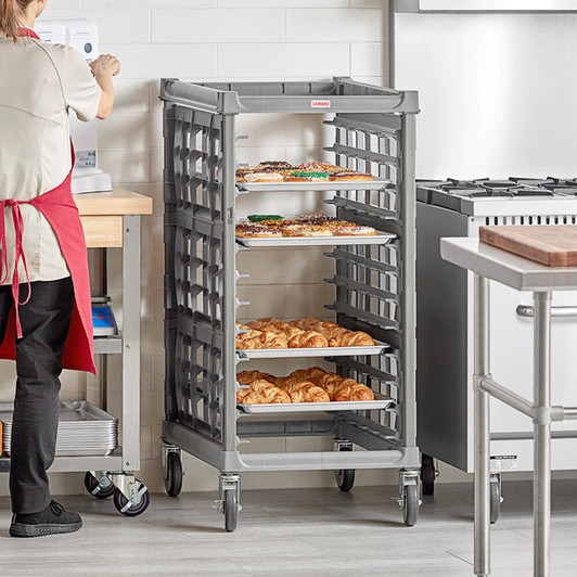 a2zhospo Ultimate 12 Pan Half Size End Load Bun / Sheet Pan Rack with Metal Casters - Unassembled