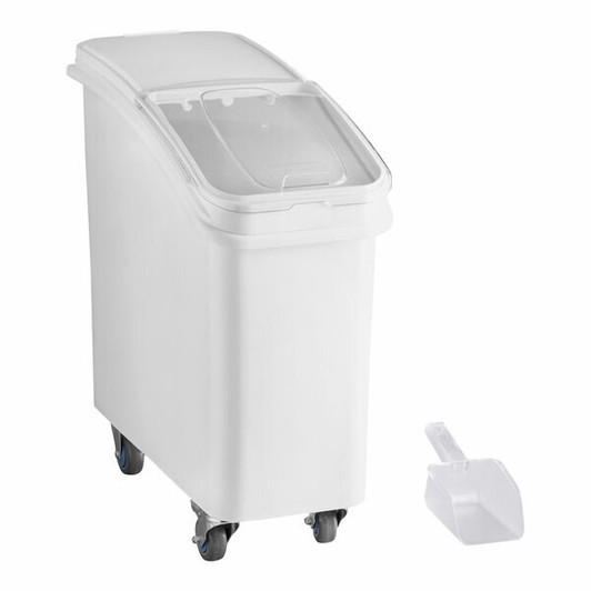 a2zhospo 21 Gallon / 335 Cup White Slant Top Mobile Ingredient Storage Bin