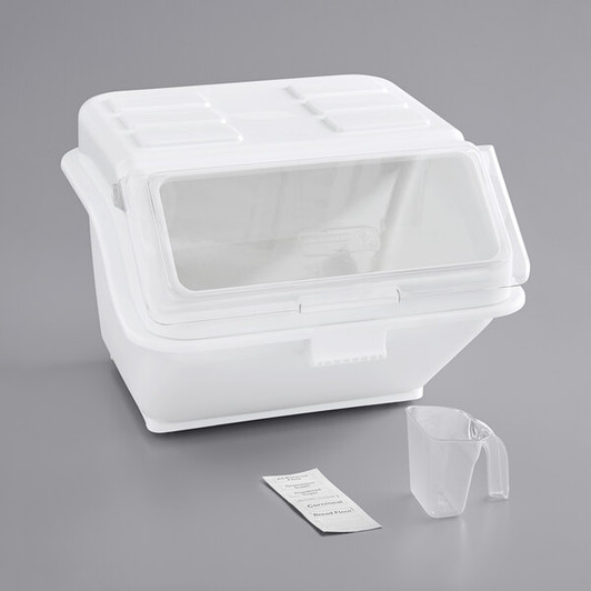 a2zhospo 12.6 Gallon / 200 Cup Shelf Ingredient Bin with Flip Lid, Label Sheet, and Scoop