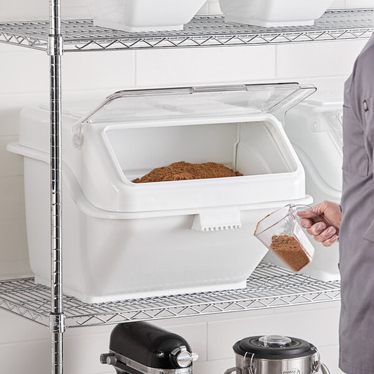 a2zhospo 12.6 Gallon / 200 Cup Shelf Ingredient Bin with Flip Lid, Label Sheet, and Scoop