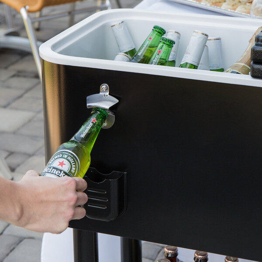 a2zhospo 65 Qt. Black Beverage Cooler Cart - 31 1/8" x 15 3/8" x 32 11/16"