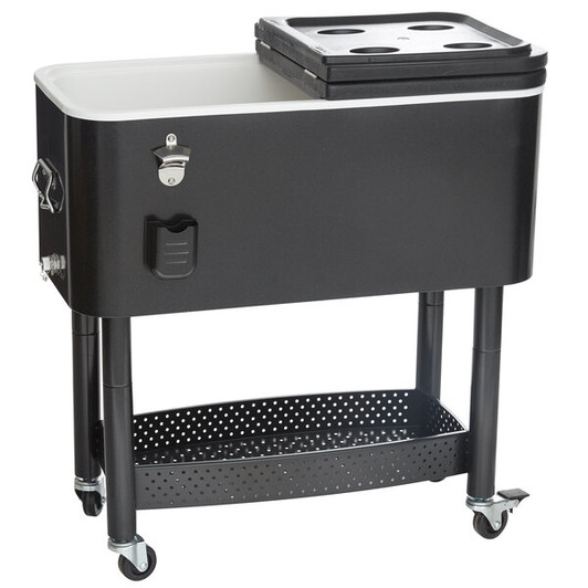 a2zhospo 65 Qt. Black Beverage Cooler Cart - 31 1/8" x 15 3/8" x 32 11/16"
