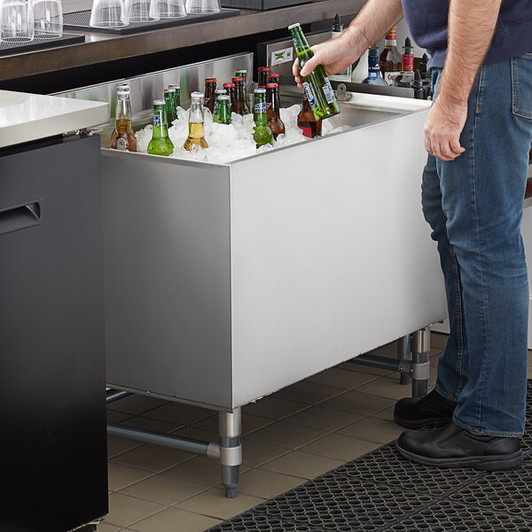 a2zhospo 24" x 36" Stainless Steel Beer Box with 3" Backsplash - 20 3/4" x 33 3/4" x 18" Bowl
