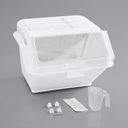 a2zhospo 12.6 Gallon / 200 Cup Clip-In Shelf Ingredient Bin with Flip Lid, Label Sheet, and Scoop