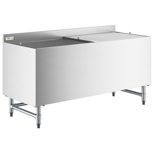 a2zhospo 24" x 60" Stainless Steel Beer Box with 3" Backsplash and Lid - 20 3/4" x 57 3/4" x 18" Bowl