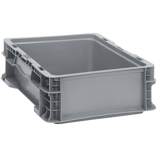 a2zhospo 12" x 15" x 5" Heavy-Duty Gray Stacker Straight Wall Container with Built-In Handle Grips RSO1215-5