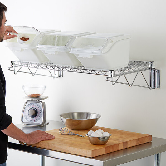 a2zhospo 2.6 Gallon Clip-In Shelf Ingredient Bin with Flip Lid, Label Sheet & Scoop - 40 Cup Capacity