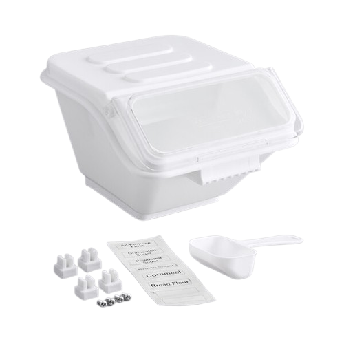 a2zhospo 2.6 Gallon Clip-In Shelf Ingredient Bin with Flip Lid, Label Sheet & Scoop - 40 Cup Capacity