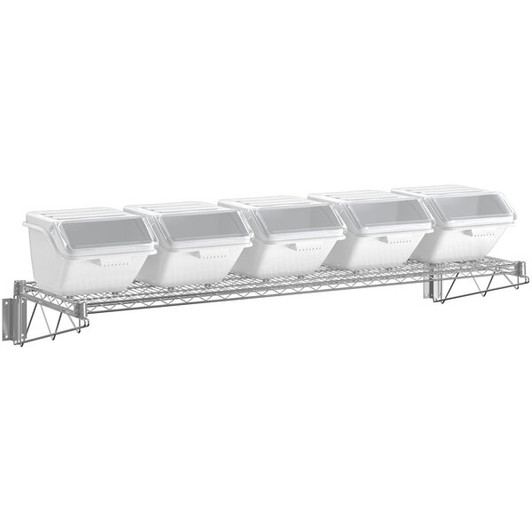 a2zhospo 18" x 60" Wall-Mounted Ingredient Bin Shelving Kit with 5 Clip-In Bins