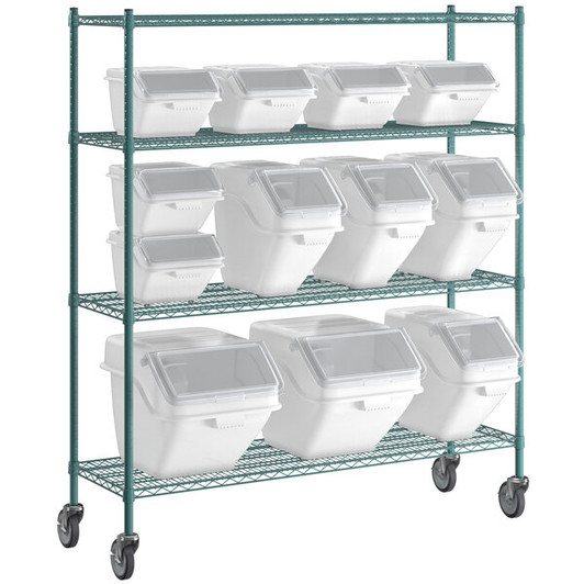 a2zhospo 18" x 60" Epoxy Shelving Kit with 12 Clip-In Ingredient Bins