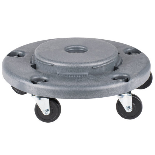 a2zhospo 44 Gallon / 700 Cup White Round Mobile Ingredient Storage Bin with Snap-On Lid and Gray Dolly