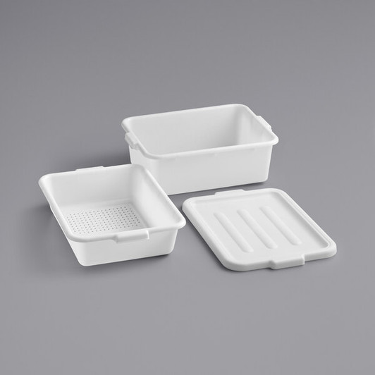 a2zhospo 20" x 15" x 7" Polypropylene Drain Box / Flatware Soaker Set
