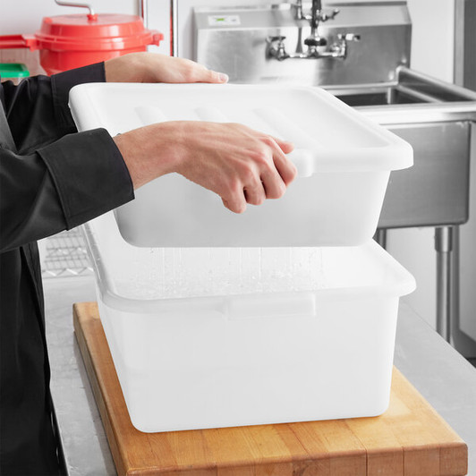 a2zhospo 20" x 15" x 7" Polypropylene Drain Box / Flatware Soaker Set