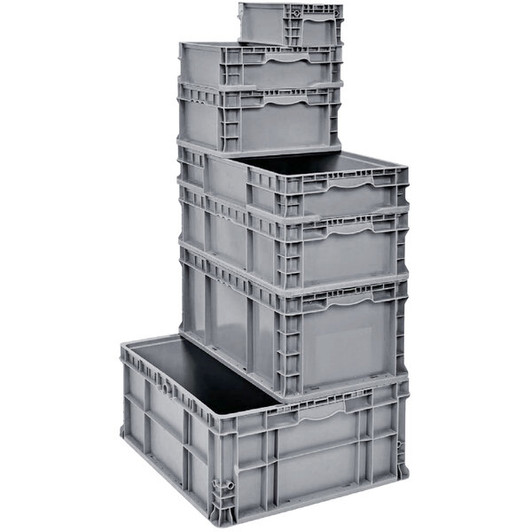 a2zhospo 24" x 22 1/2" x 11" Heavy-Duty Gray Stacker Straight Wall Container with Built-In Handle Grips