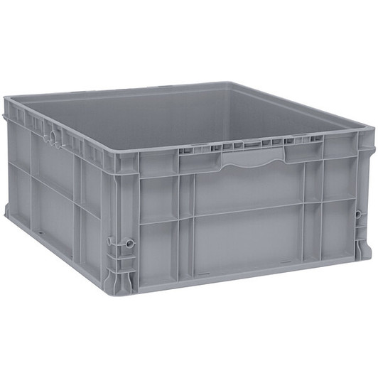 a2zhospo 24" x 22 1/2" x 11" Heavy-Duty Gray Stacker Straight Wall Container with Built-In Handle Grips
