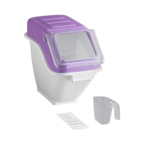 a2zhospo 6.3 Gallon / 100 Cup Allergen-Free Shelf Ingredient Bin with Flip Lid, Label Sheet, and Scoop