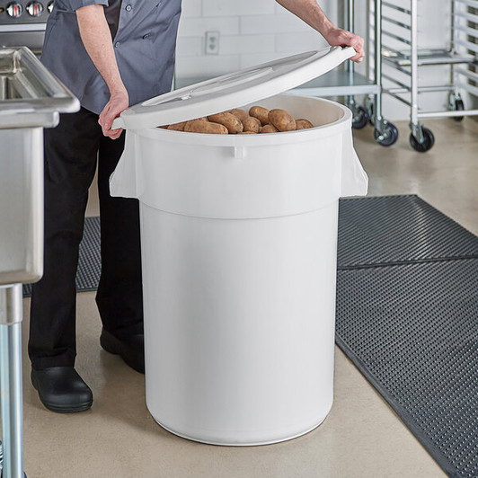 a2zhospo 44 Gallon / 700 Cup White Round Ingredient Storage Bin with White Snap-On Lid