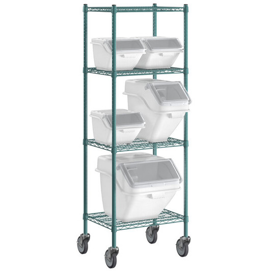 a2zhospo 18" x 24" Ingredient Bin Epoxy Shelving Kit with 5 Clip-In Shelf Bins