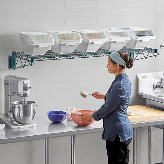 a2zhospo 18" x 60" Wall-Mounted Ingredient Bin Shelving Kit with 5 Clip-In Shelf Bins